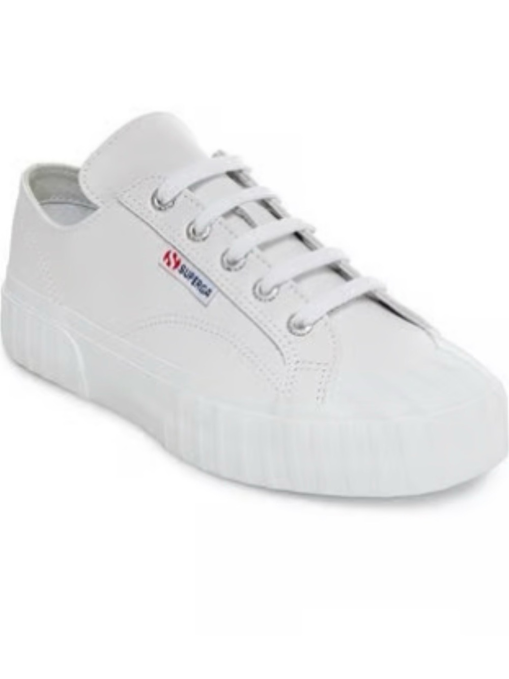 Superga Women's S111HLW-900 Leather Classic White Low-Top Sneaker